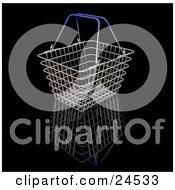 Poster, Art Print Of Empty Metal Shopping Basket Over A Reflective Black Surface
