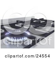 Clipart Illustration Of A Blue And Purple Flames On A Gas Stove Burner by KJ Pargeter