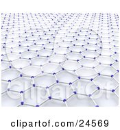 Background Of Blue Atoms And Molecules Connected By White Strands Over White