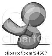 Clipart Illustration Of A Gray Man Leaning An Elbow On A Table And Gesturing With One Hand During A Meeting by Leo Blanchette