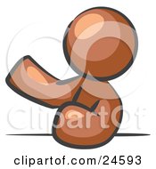 Clipart Illustration Of A Brown Man Leaning An Elbow On A Table And Gesturing With One Hand During A Meeting
