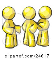 Group Of Three Yellow Men Talking At The Office