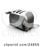 Poster, Art Print Of Silver Toaster With Three Slots On A Kitchen Counter