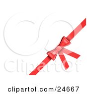 Clipart Illustration Of A Red Bow Tied On A Ribbon On A White Wrapped Gift by KJ Pargeter