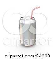 Clipart Illustration Of A Tin Soda Can Without A Label And A Straw Through The Tab by KJ Pargeter