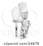 Clipart Illustration Of A White Character In A Chefs Hat Standing With A Whisk by KJ Pargeter