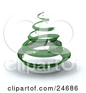 Green Glass Spiral Christmas Tree With Silver Ornaments