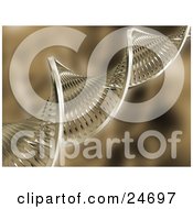 Poster, Art Print Of Double Helix Dna Strand Spanning Diagonally Over A Brown Background