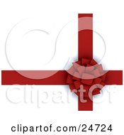 Poster, Art Print Of Intricate Red Circle Bow Tied On A Red Ribbon Over A White Background
