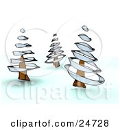 Winter Landscape With Three Spiraled Trees In Nature