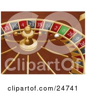 Poster, Art Print Of White Roulette Ball In The 0 Slot Of A Roulette Wheel In A Casino