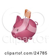 Poster, Art Print Of Pink Piggy Bank With A Golden Padlock Over The Slot