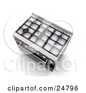 Clipart Illustration Of A Professional Chrome Gas Oven With A Clear Window In The Stove Door