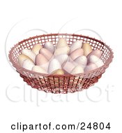 Poster, Art Print Of Bunch Of Chicken Eggs In A Weaved Basket