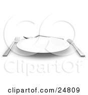 Clipart Illustration Of A Fork Spoon And Butter Kife Around The Edges Of A White Plate