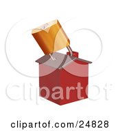 Clipart Illustration Of A Red Home Locked With A Golden Padlock Symbolizing Foreclosure by KJ Pargeter