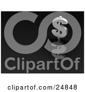 Clipart Illustration Of A Silver Dollar Sign Standing Up Over Its Reflection On A Black Surface by KJ Pargeter