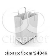 Clipart Illustration Of A White Paper Bag With Handles Empty And Expanded Ready For Bagging