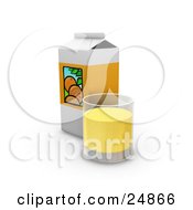 Carton And A Glass Cup Of Orange Juice