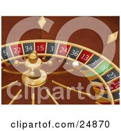 Clipart Illustration Of A White Roulette Ball In The 13 Slot Of A Roulette Wheel In A Casino