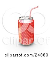 Red And Gold Soda Can With A Straw Through The Drinking Tab
