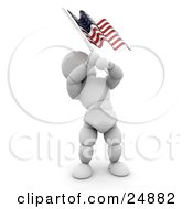 Poster, Art Print Of Patriotic White Character Waving An American Flag On The Fourth Of July