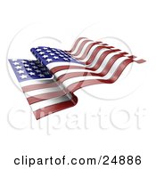 Clipart Illustration Of A Waving American Flag With Red And White Stripes And White Stars Over Blue by KJ Pargeter