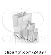 Clipart Illustration Of Three White Paper Bags With Handles Empty And Expanded Ready For Bagging