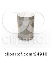 Tin Can Without Any Labels Standing Upright On A White Surface