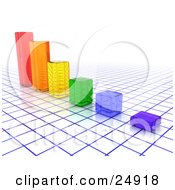 Bar Graph Of Colorful Clear Cubes On A Blue And White Grid