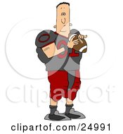 Clipart Illustration Of A Black Football Player Man In A Purple And Tan Uniform Holding A Football And A Helmet