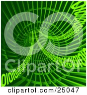 Clipart Illustration Of Green Binary Coding Speeding Through A Green Wire Tunnel by Tonis Pan