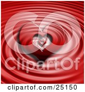 Poster, Art Print Of Heart In A Heart Over A Red Liquid Ripple Background