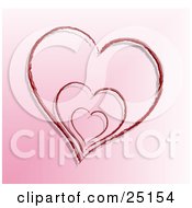 Clipart Illustration Of Three Elegant Hearts Inside One Another Over A Gradient Pink Background