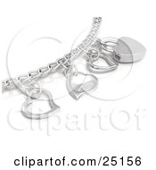 Clipart Illustration Of A Silver Or White Gold Charm Bracelet With Heart Charms Over White