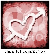 Poster, Art Print Of Drawing Of A Heart With An Arrow Through It Over A Red Patterned Grunge Background