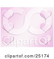 Poster, Art Print Of Six Hearts Along The Sides Of A Gradient Pink Background