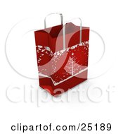 Clipart Illustration Of A Red Christmas Gift Bag With A Christmas Tree In The Snow Scene