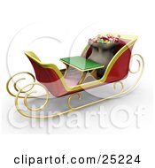 Poster, Art Print Of Santas Toy Sack Nestled Behind A Green Bench In His Christmas Sleigh