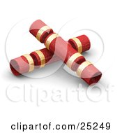 Two Christmas Gift Crackers Wrapped In Red And Gold