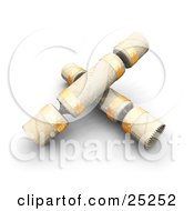 Poster, Art Print Of Two Christmas Gift Crackers Wrapped In Beige And Gold