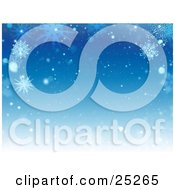 Clipart Illustration Of Snowflakes Falling On A Blue Winter Day