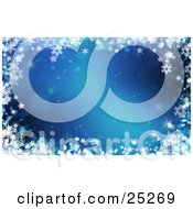 Clipart Illustration Of White Winter Snowflakes And Stars Bordering A Blue Background