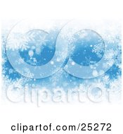 Clipart Illustration Of A Snowy Background Of Snow And Flakes Over Blue