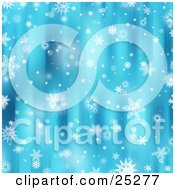 Clipart Illustration Of Various Snowflakes Falling Over A Beautiful Blue Background