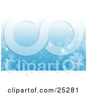Clipart Illustration Of A Blue Background With Bright Light At The Top Snow And Snowflakes