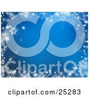 Clipart Illustration Of A Light Blue Background Bordered By White Winter Stars And Snowflakes