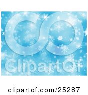 Clipart Illustration Of A Pretty Blue Christmas Background Of White Snowflakes