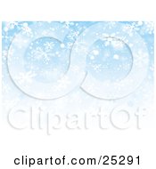 Clipart Illustration Of White Snowflakes Over A Bright Blue Background