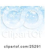 Poster, Art Print Of White Snowflakes Over A Bright Blue Background